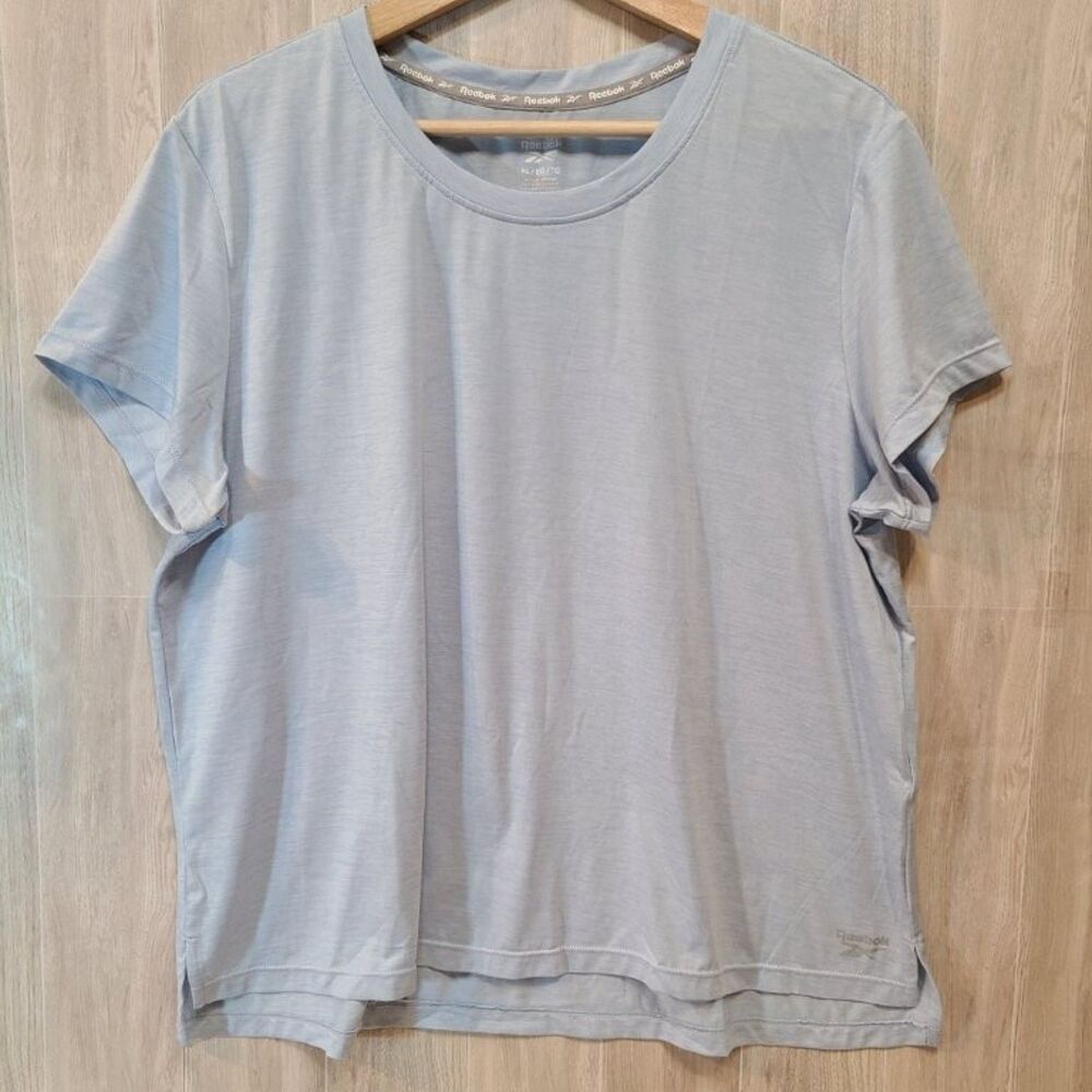 Reebok Womens XL Blue Moisture Wicking Short Sleeve Workout Gym Athletic Shirt